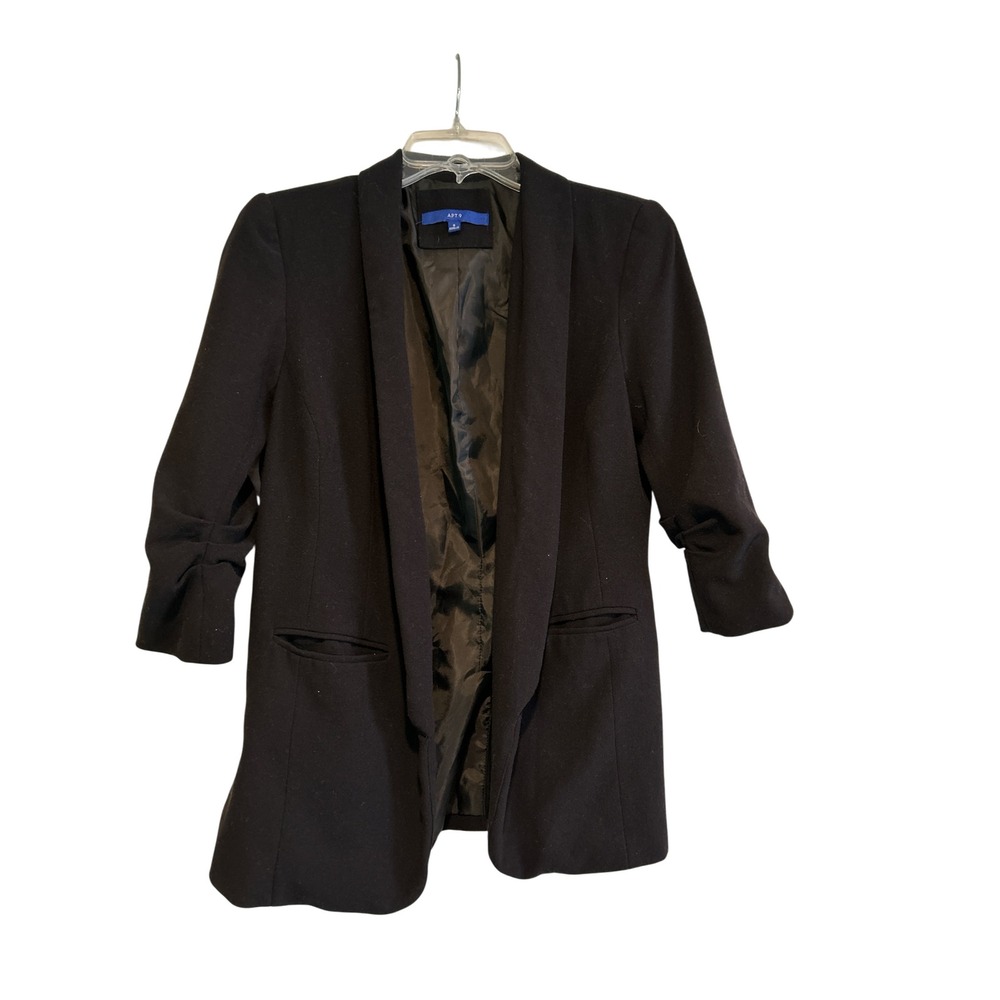 Apt. 9 Shawl-Collar Pleat-3/4 Sleeve Open Front Blazer Jacket Size 8